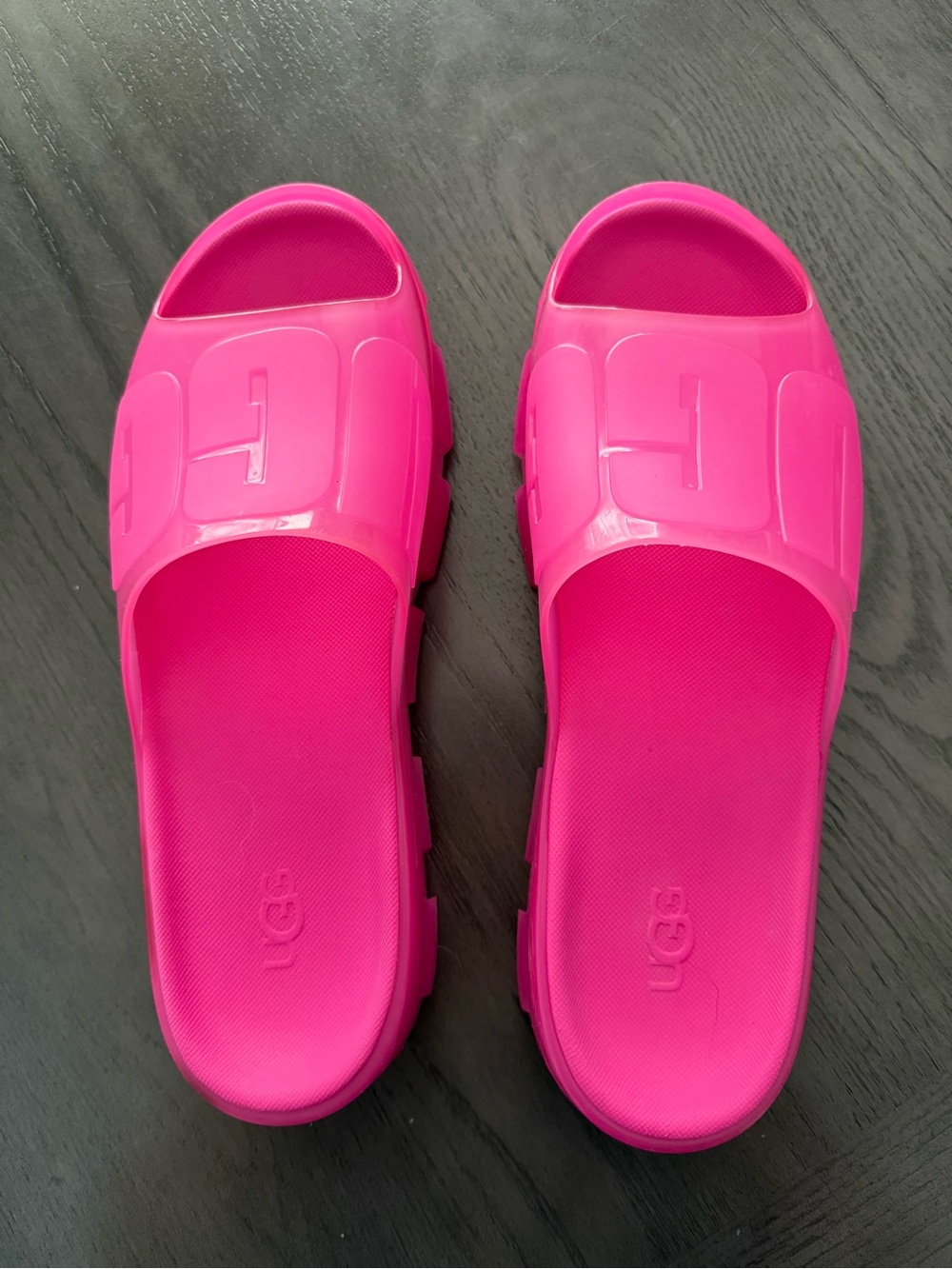 UGG Women’s Jella Clear Watercolors Slide Sandals Size 9 Dragon Fruit - Picture 4 of 8
